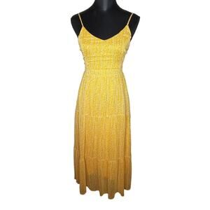 Garance Paris Yellow Maxi Dress Boho Tie Back Spaghetti Strap - S